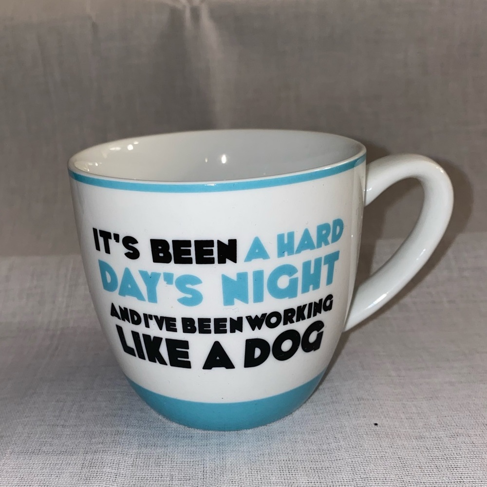 Blue Beatles Hard Days Night Coffee Mug